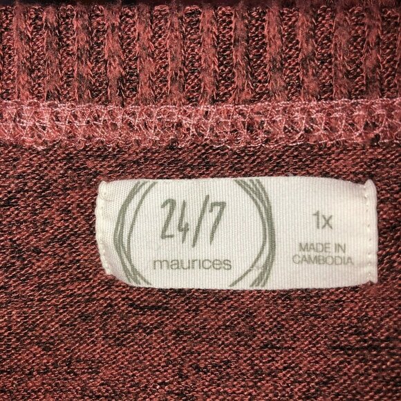 Lot of 2 Maurices 24/7 Womens 1X Green Pink Pullover V Neck Sweaters Tops - Picture 15 of 16